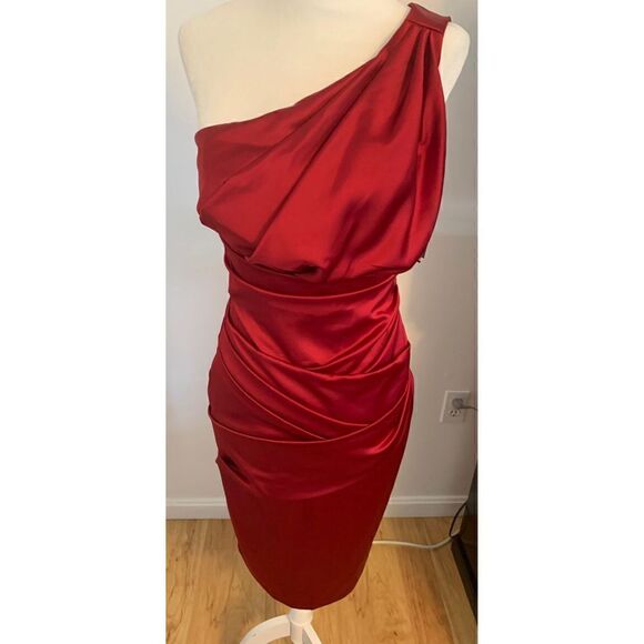 David’s bridal red bridesmaids size 2 made of honor sexy cocktail dress - Picture 1 of 5